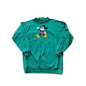 Disney Originals Women's Sweatshirt L/XL Mickey Mouse Embroidered Collard (U)